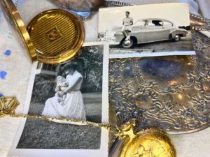 A collection of old photos and antiques.