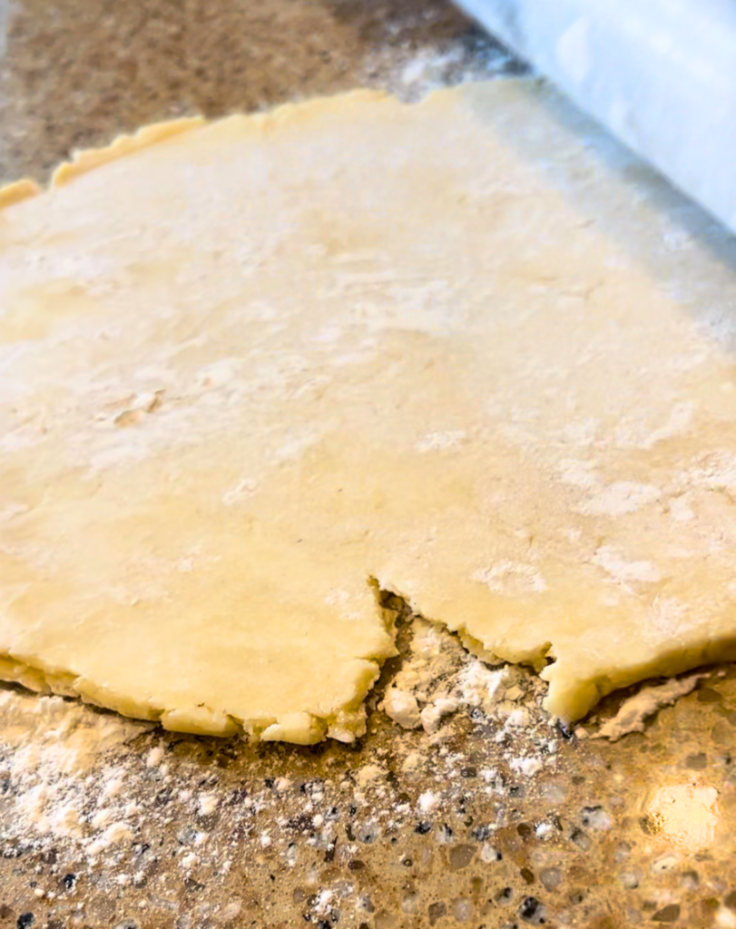 Rolling out pie crust dough