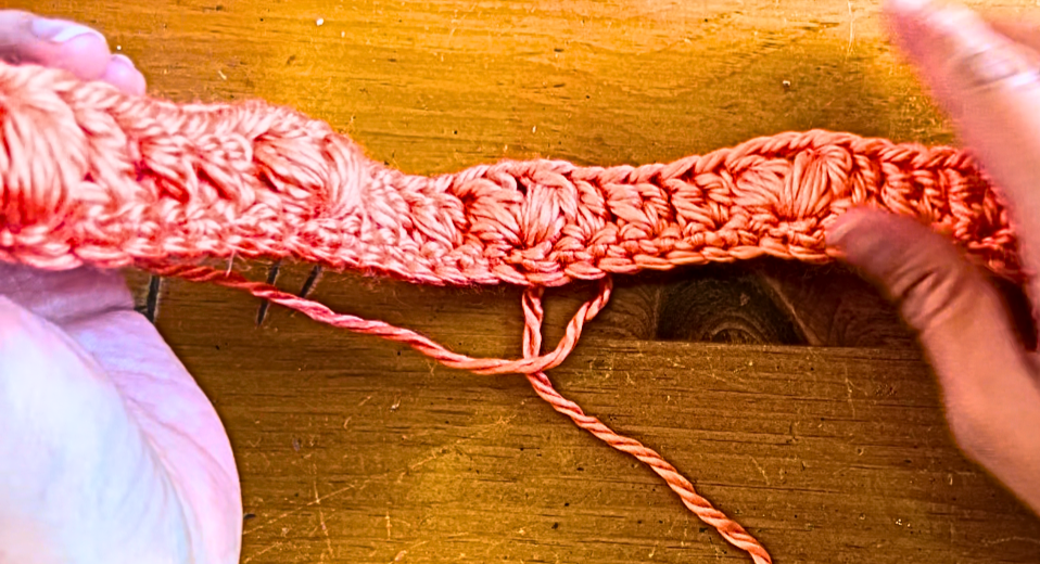 orange yarn row of crochet