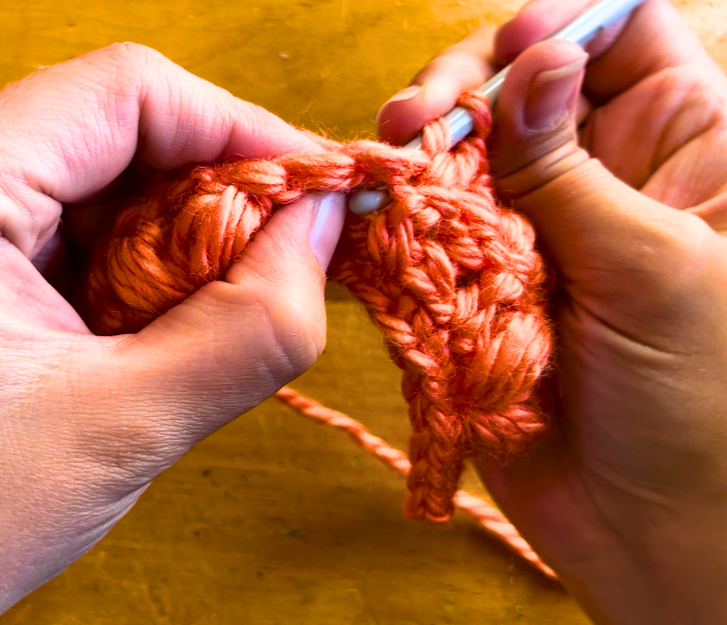 Orange yarn back post double crochet