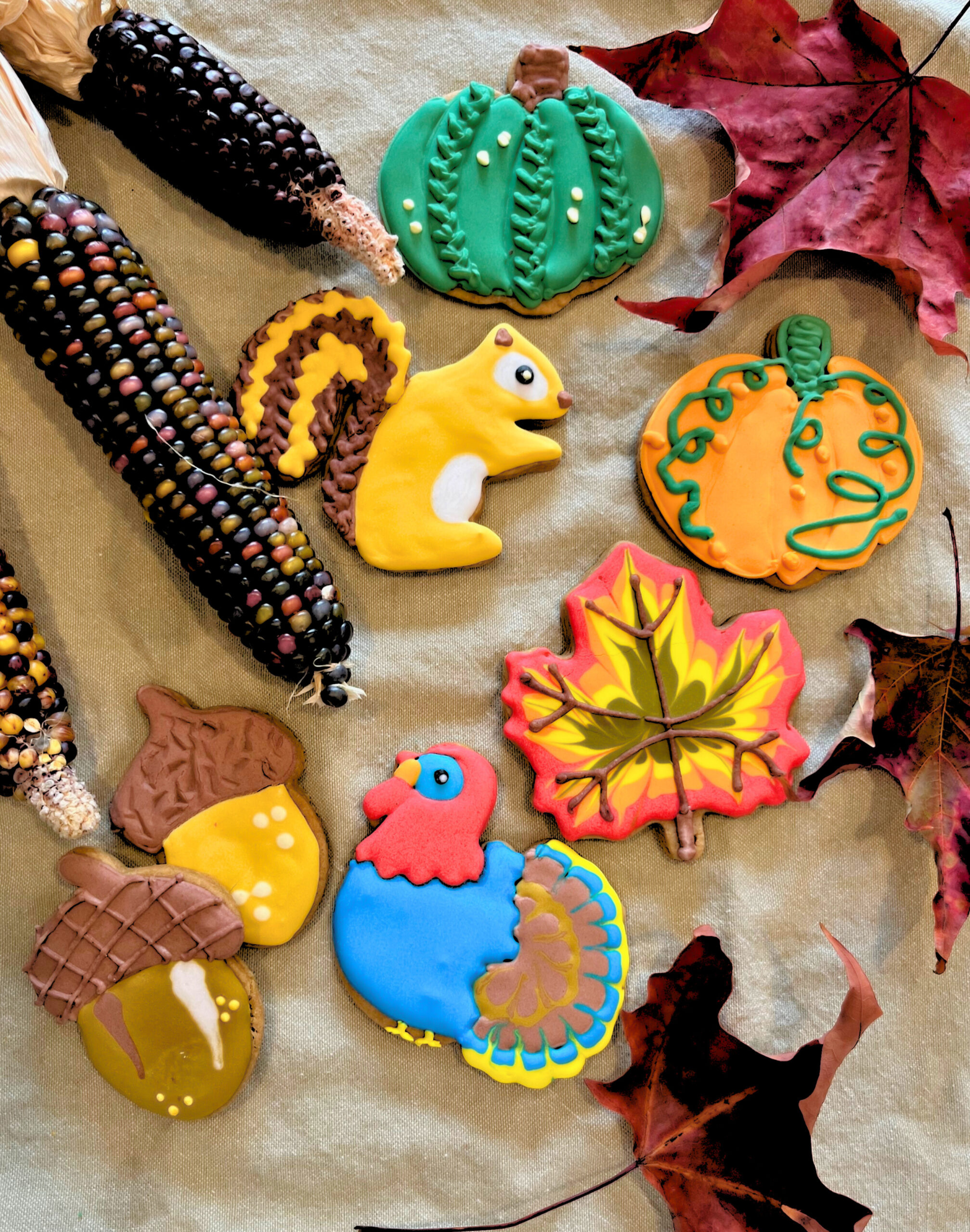 Autumn Spice Decorated Sugar Cookies - Flour and Filigree