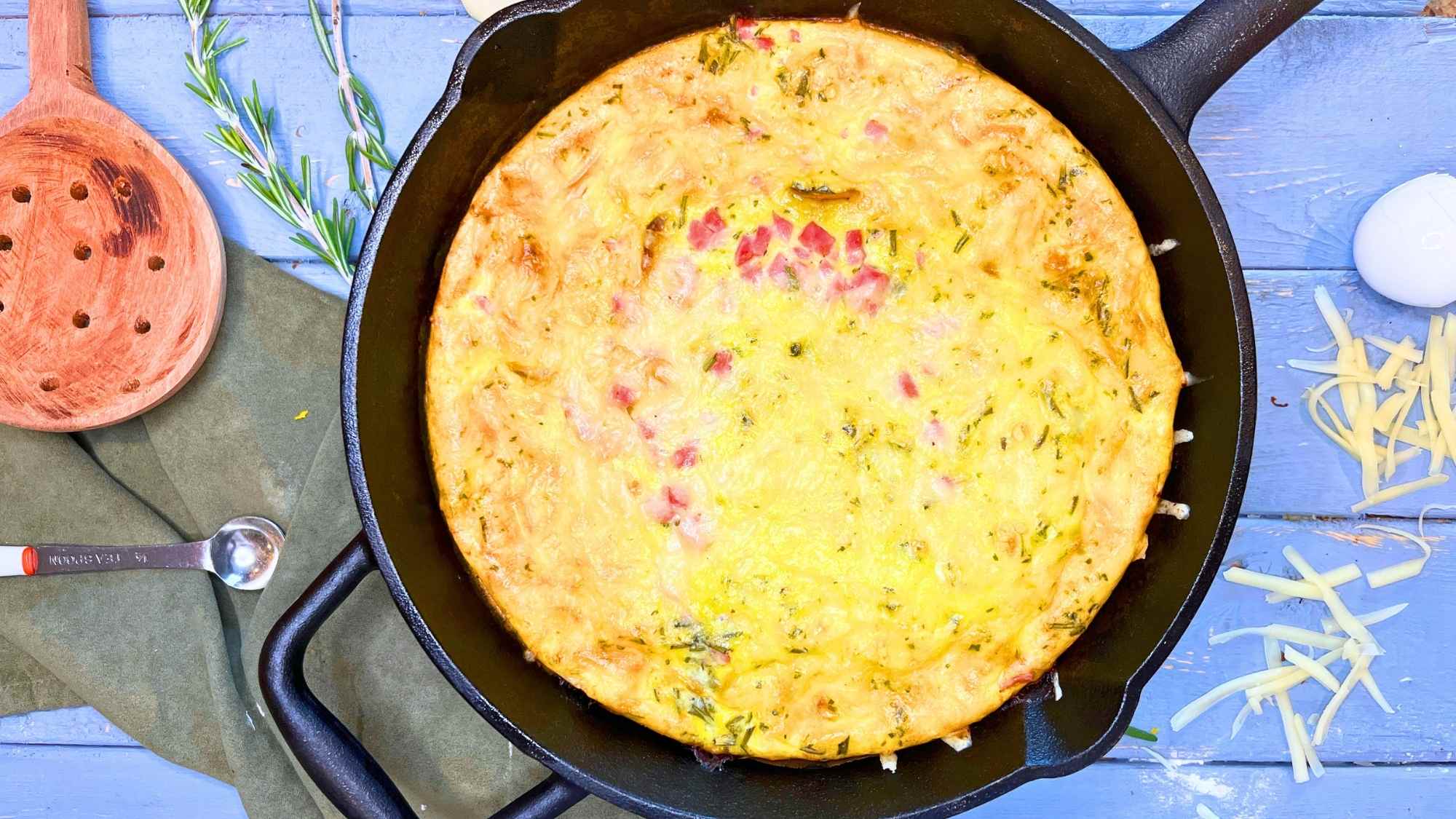 Ham and Cheese, Potato crust Frittata