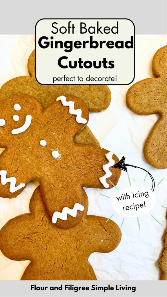 A pinterest pin for gingerbread cutout cookies