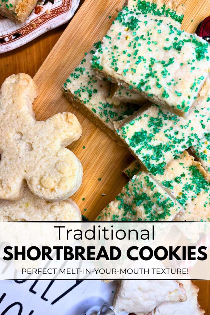 A pinterest pin for traditional shortbread cookies.