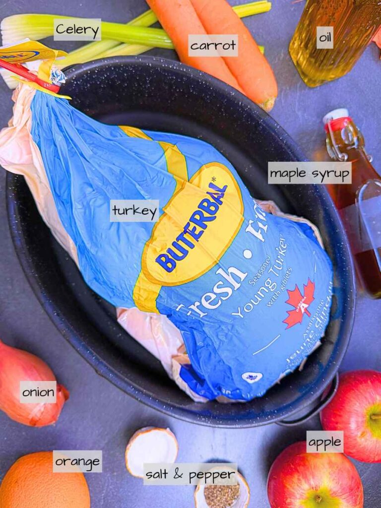 A table full of labeled ingredients.