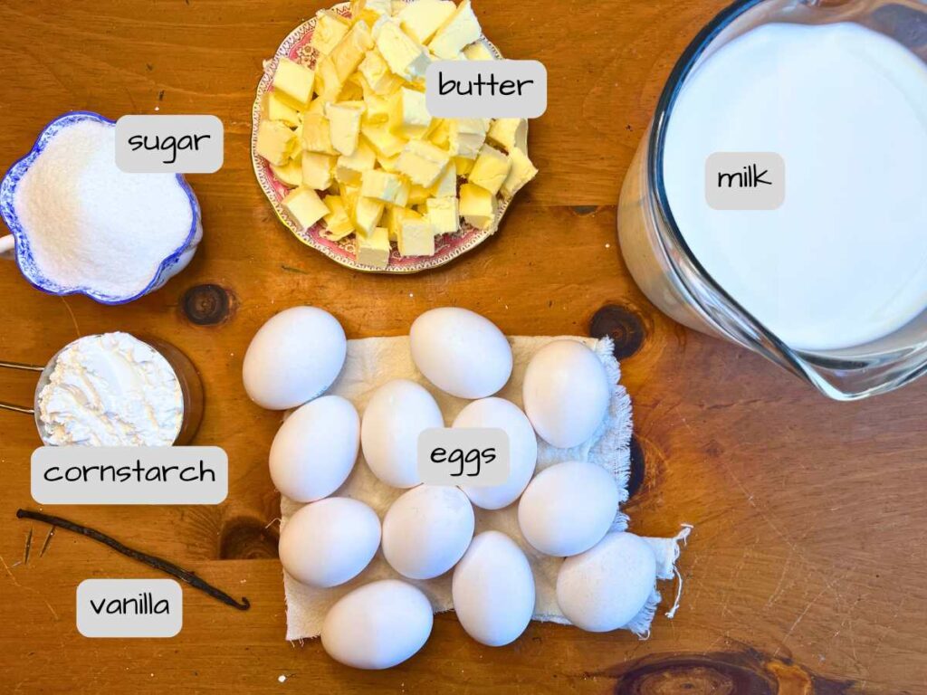 A table full of ingredients. They are labeled.