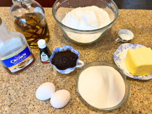 Ingredients on a counter top to make sugar cookies.