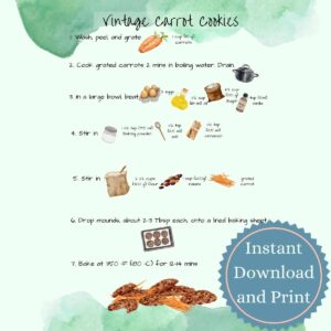 A downloadable recipe card for carrot cookies