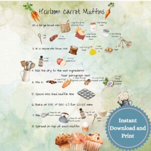 A picture for carrot muffin recipe card to download and print