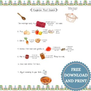 a recipe with graphics for ingredients and written instructions