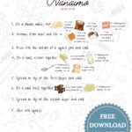 A recipe card for Nanaimo bars. There are graphics for the ingredients and written instructions.