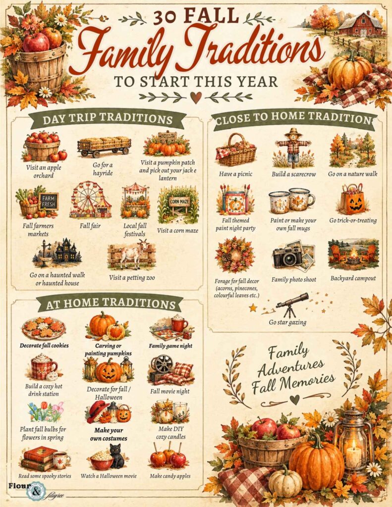 A fall themed activity list with graphics.