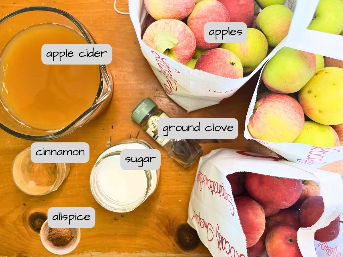 A table full of ingredients. They are labeled.