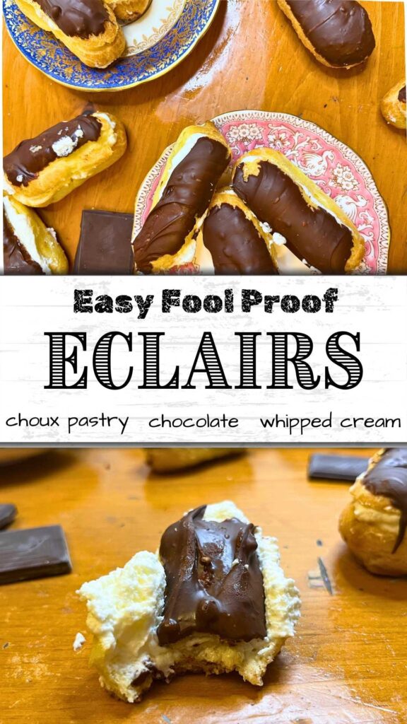 A pinterest pin for eclairs.