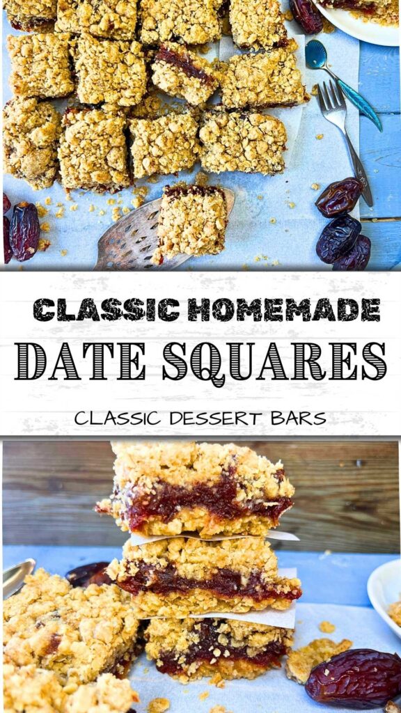 A pinterest pin for homemade date squares.