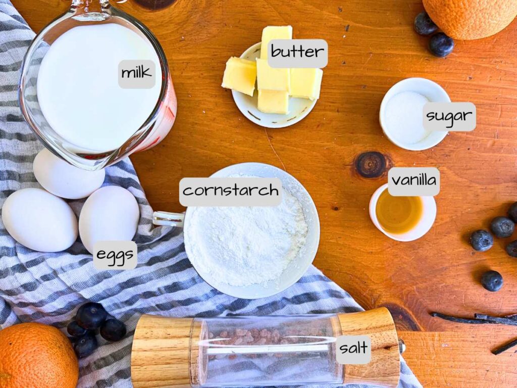 A table full of labeled ingredients.