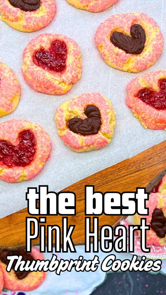 A Pinterest pin for heart thumbprint cookies.