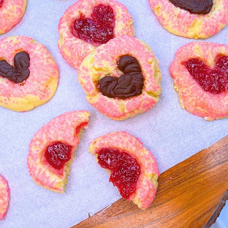 Easy Valentine’s Day Thumbprint Cookies