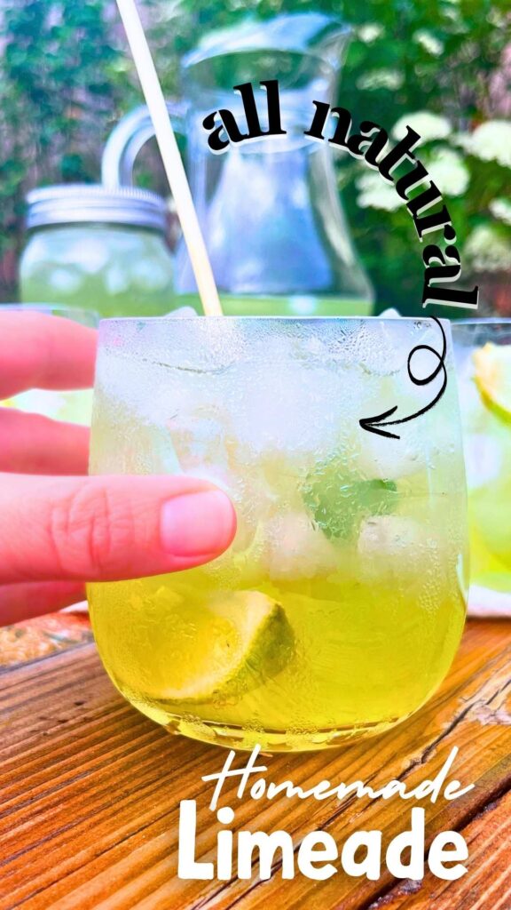 A Pinterest pin for homemade limeade.