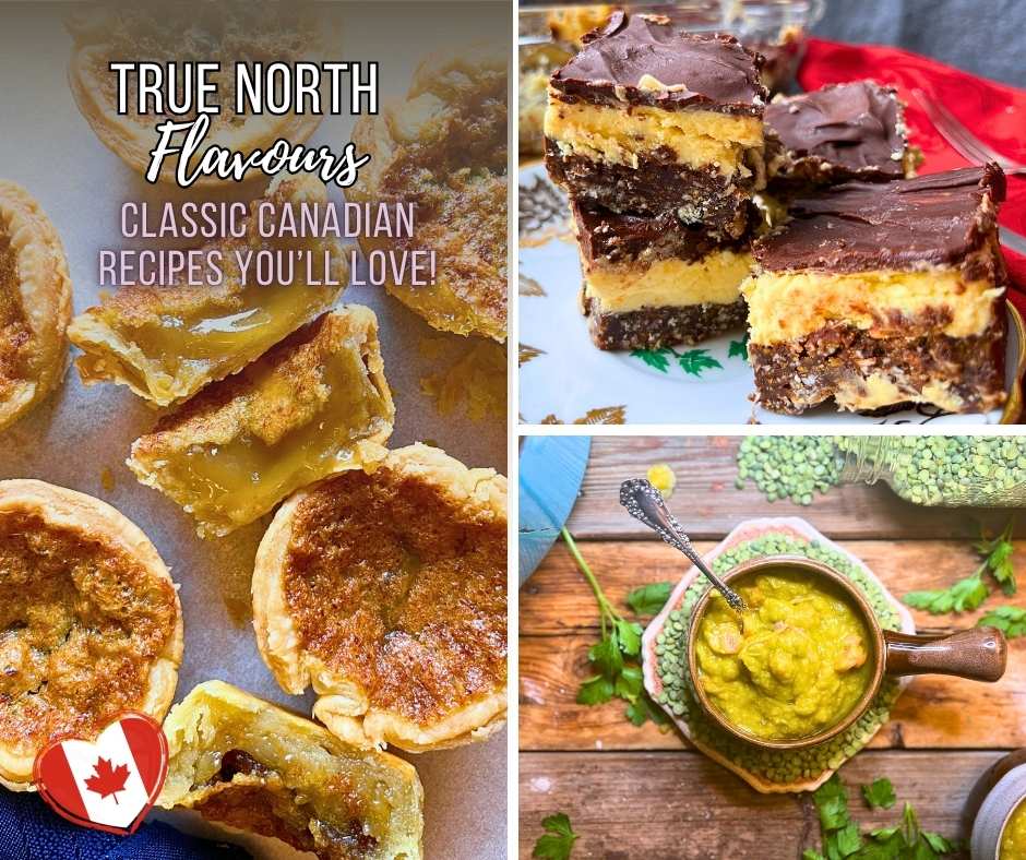 A collage of three Canadian recipes. 