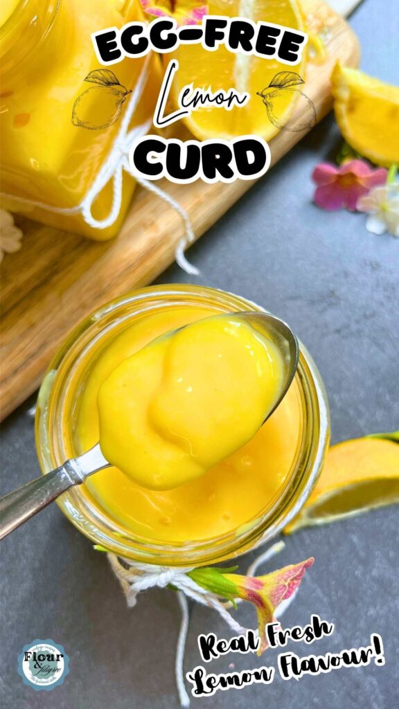 A Pinterest pin for eggless lemon curd.