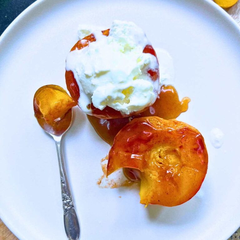 Baked Peaches in Caramel Sauce || Easy Elegant Dessert Recipe