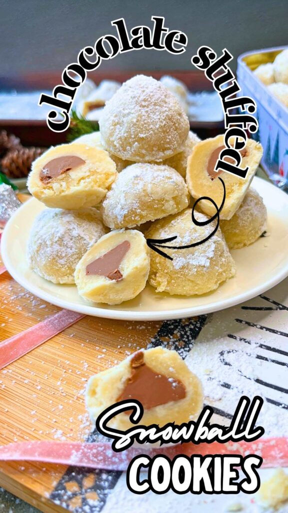 A Pinterest pin for snowball cookies.