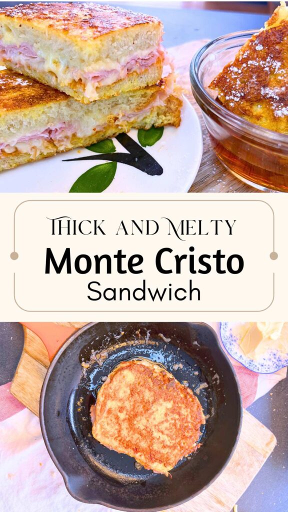 A Pinterest pin for monte cristo sandwich.
