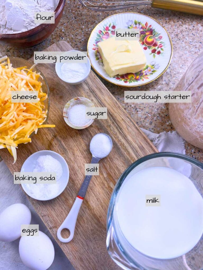 A table full of labeled ingredients.