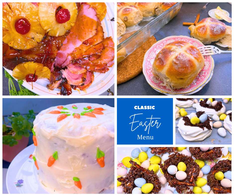 A collection of photos for an Easter menu.