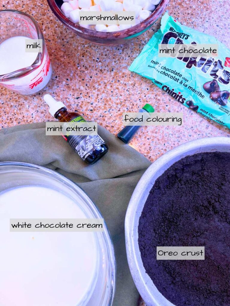 A table full of labeled ingredients.