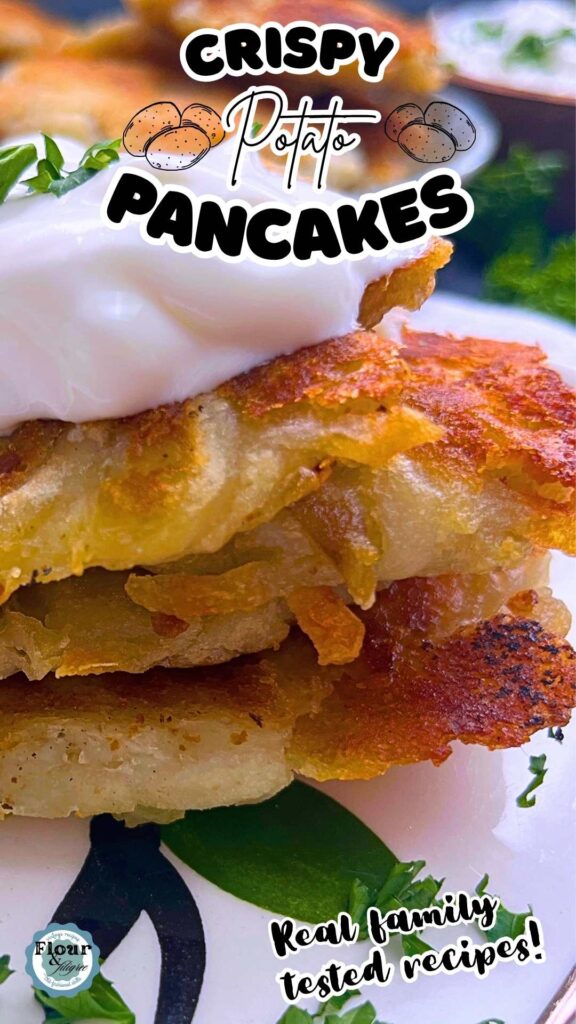 A Pinterest pin for potato pancakes.
