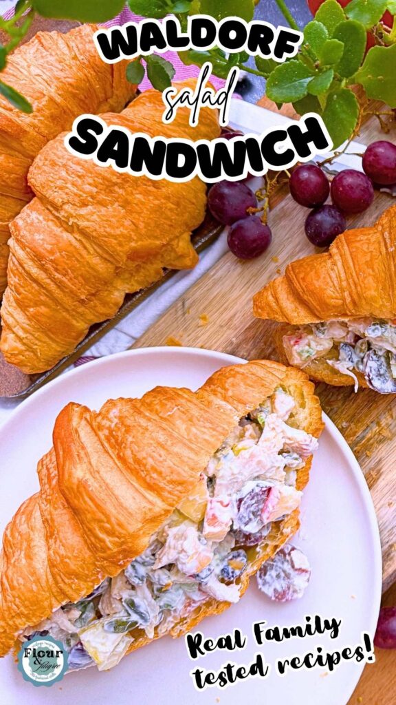 A Pinterest pin for Waldorf chicken sandwich.