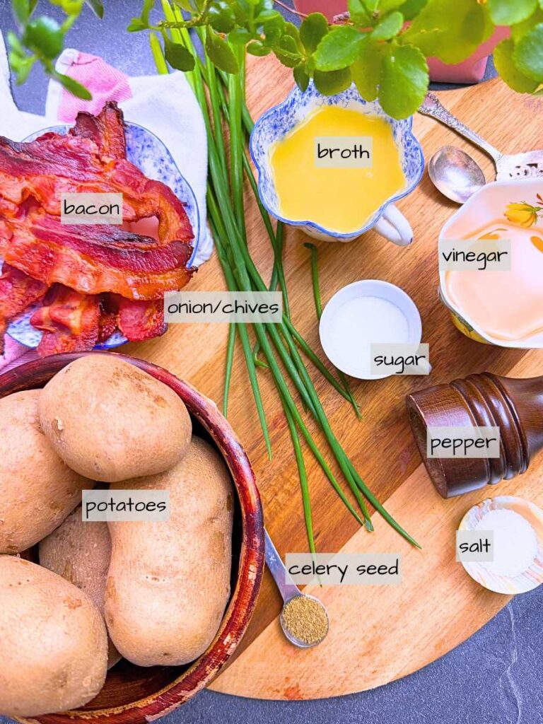 A table full of labeled ingredients.