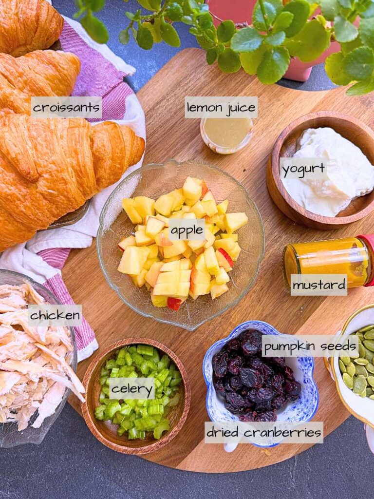 A table full of labeled ingredients.