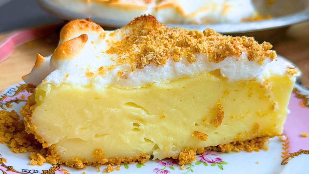 A side view of a slice of Canadian flapper pie.