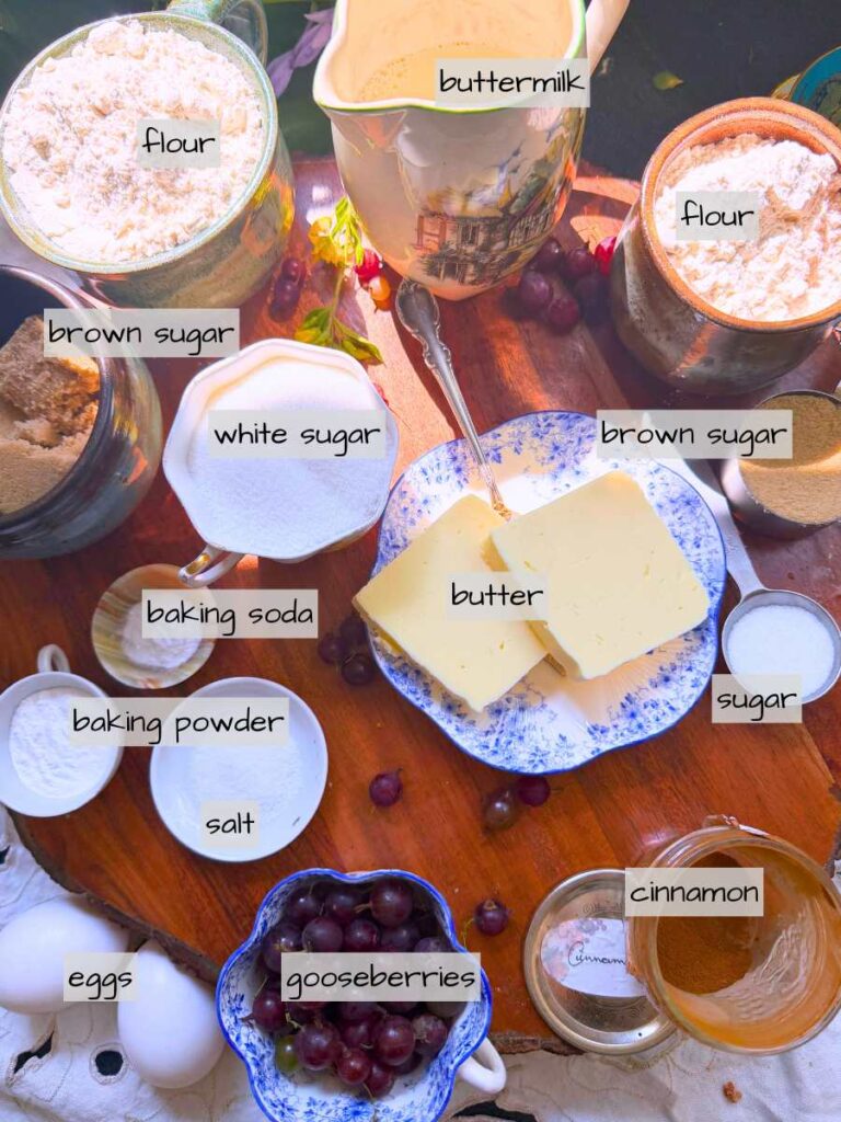 A table full of labeled ingredients.