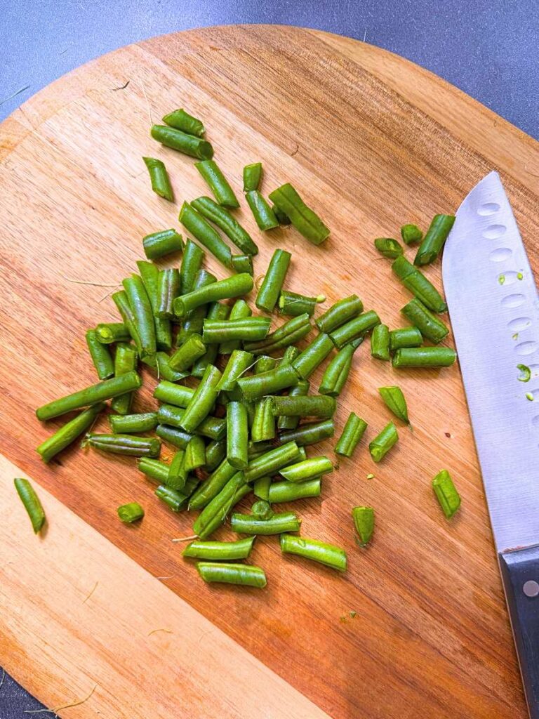 Green beans cut into bite-sized pieces.