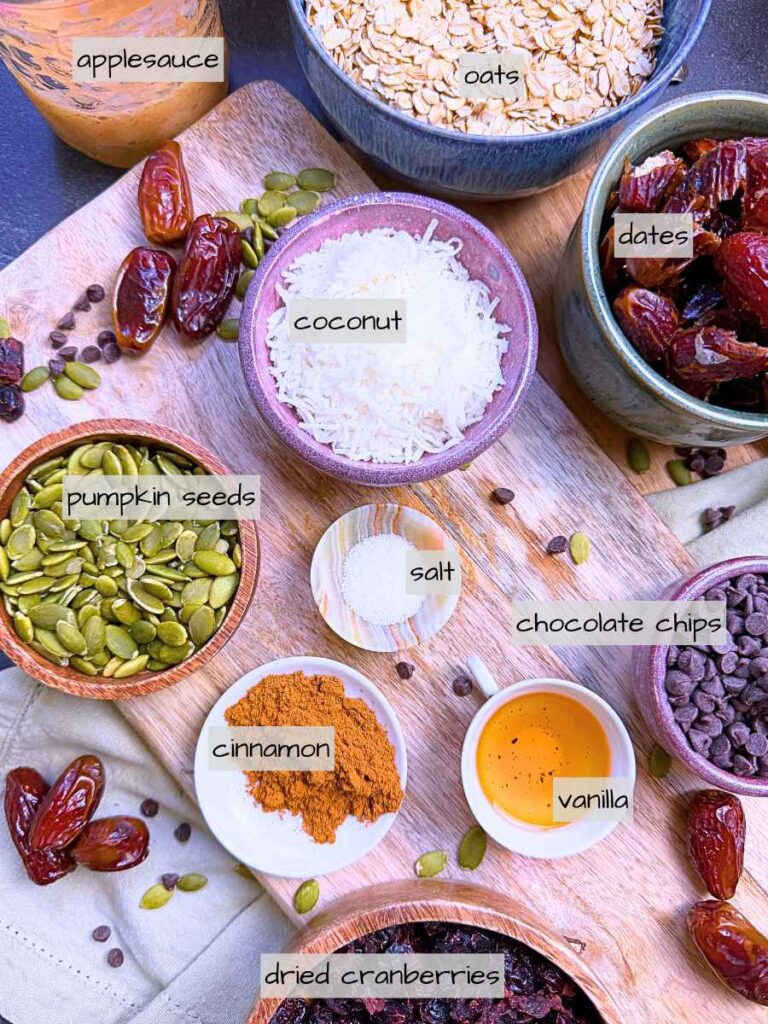 A collection of labeled ingredients.