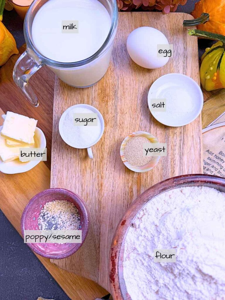 A table full of labeled ingredients.