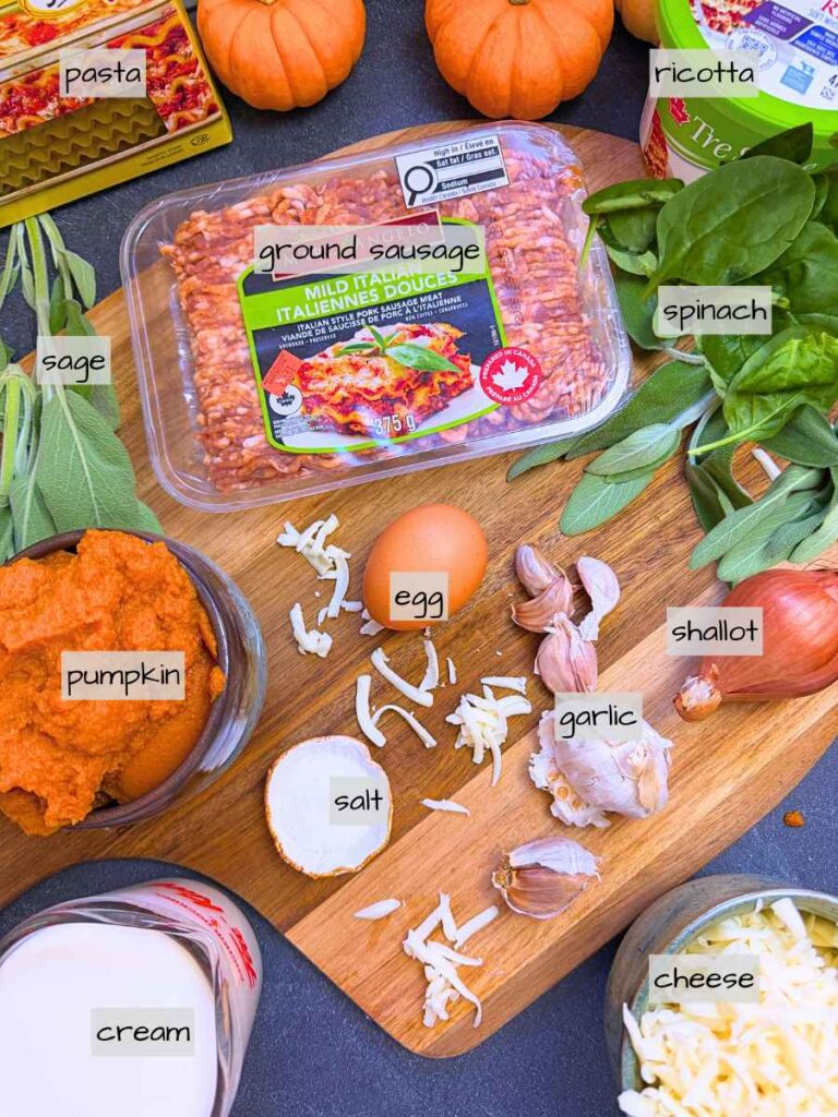 A table full of labeled ingredients.